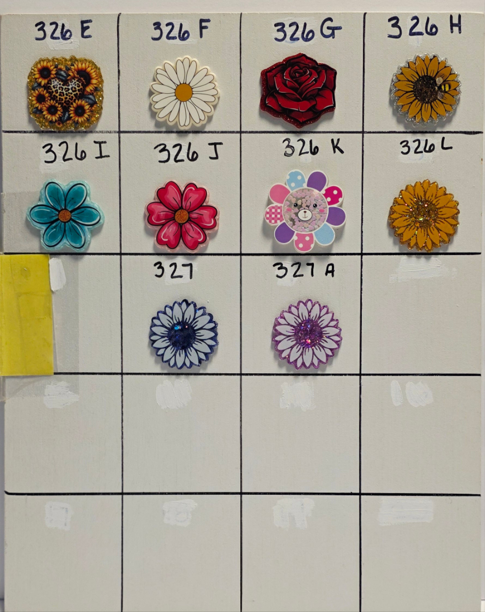 Flower Badge Reel Designs # 325 - 328