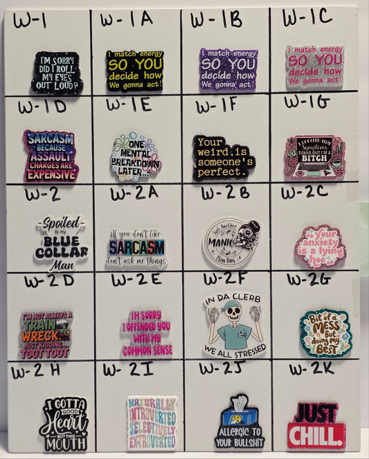 Words Badge Reel Designs W1 - W5
