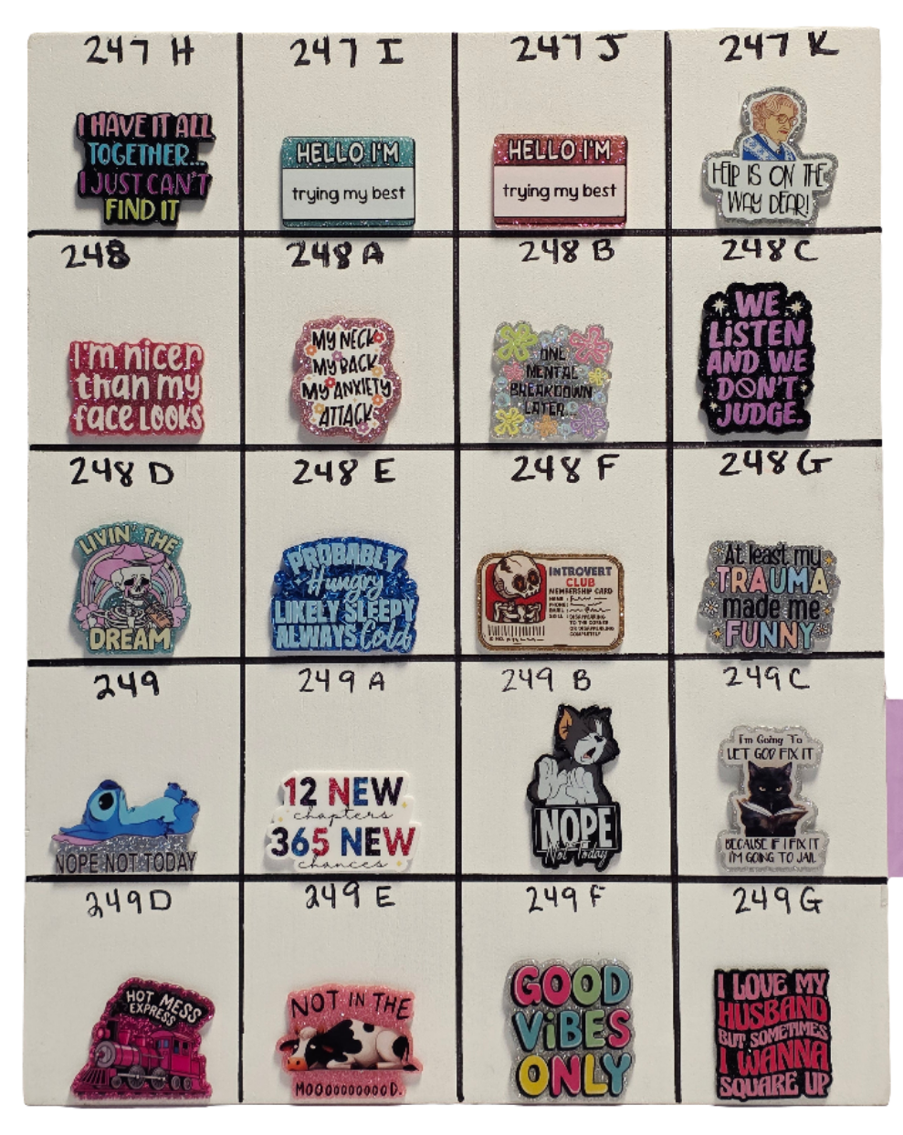 Words Badge Reel Designs # 241 - 249