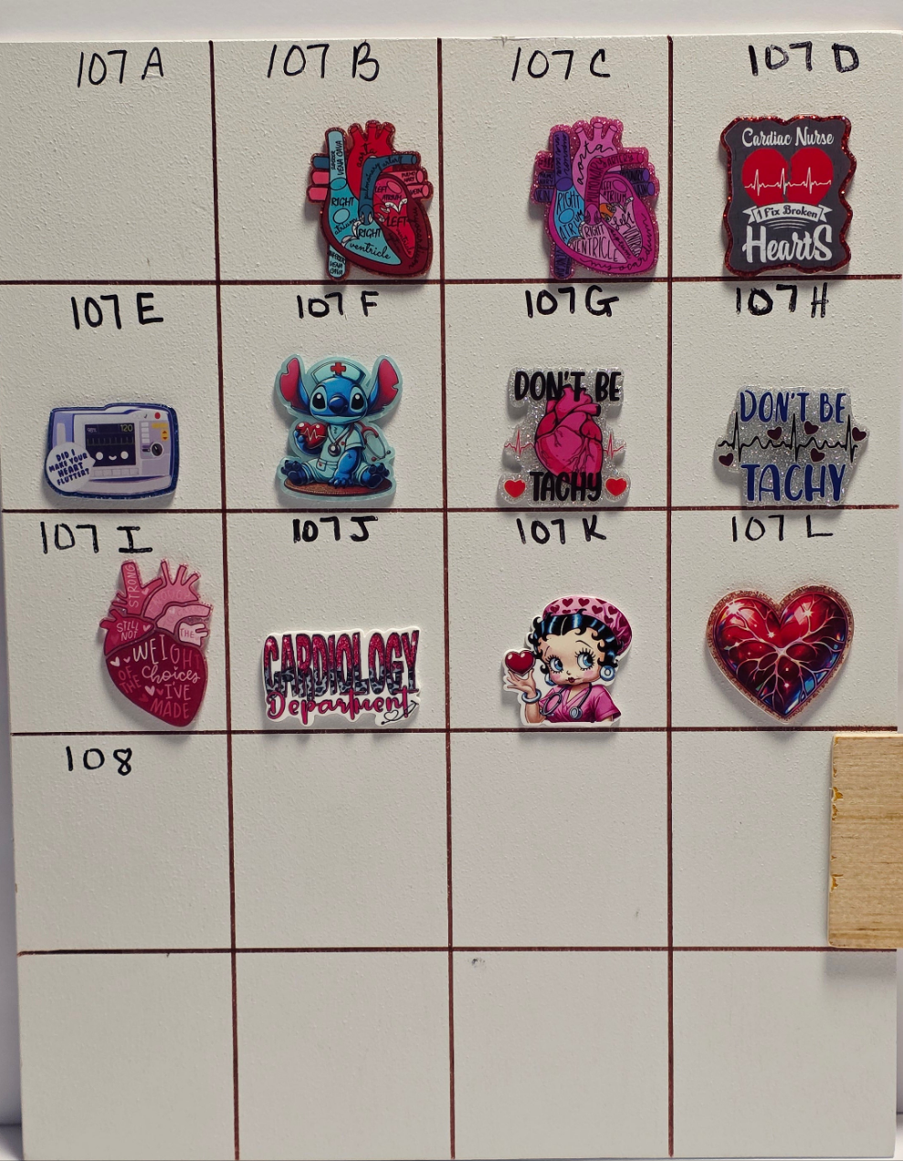 Heart Badge Reel Designs Board #102 - 107