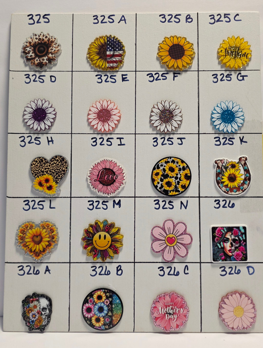 Flower Badge Reel Designs # 325 - 328